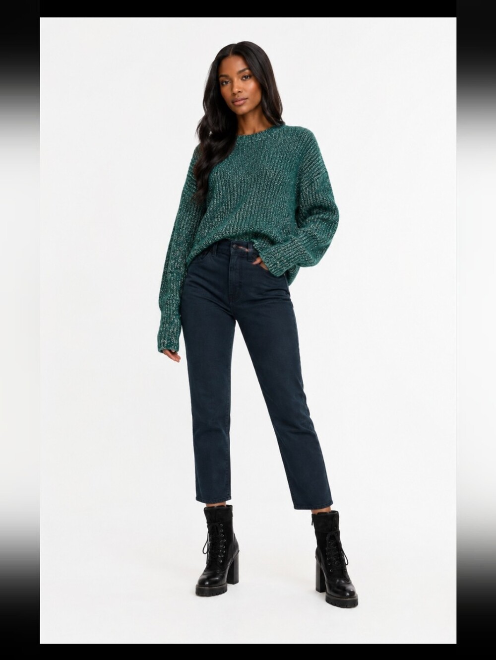 Veronica Beard Deep Teal Straight Crop Jeans